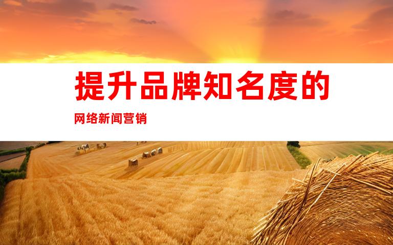 提升品牌知名度的网络新闻营销