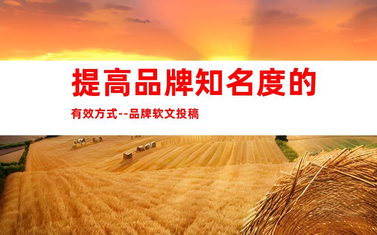 提高品牌知名度的有效方式--品牌软文投稿
