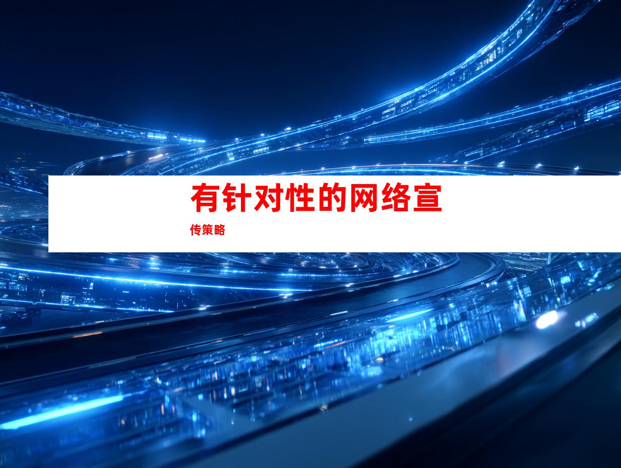 有针对性的网络宣传策略