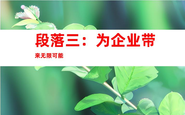段落三：为企业带来无限可能