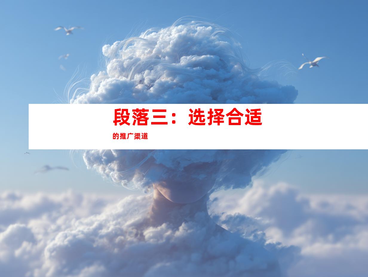 段落三：选择合适的推广渠道