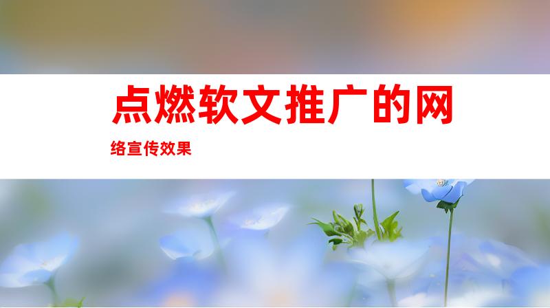 点燃软文推广的网络宣传效果