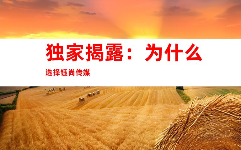 独家揭露：为什么选择钰尚传媒