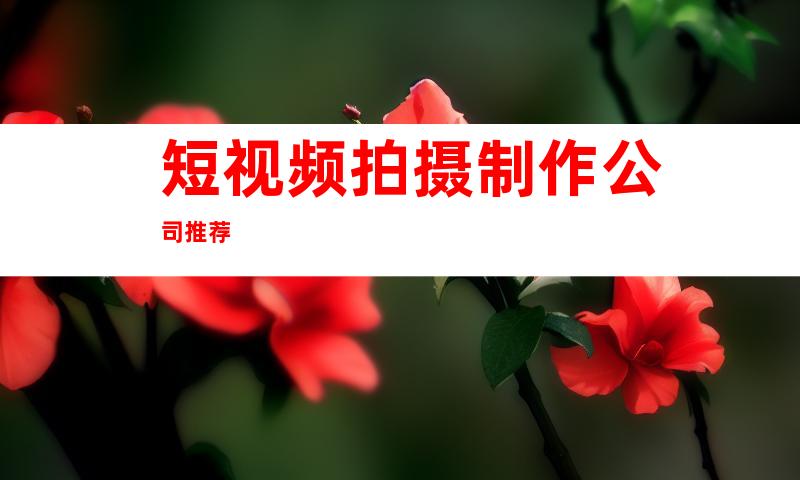 短视频拍摄制作公司推荐