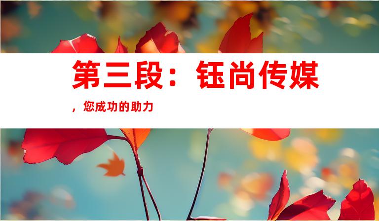第三段：钰尚传媒，您成功的助力