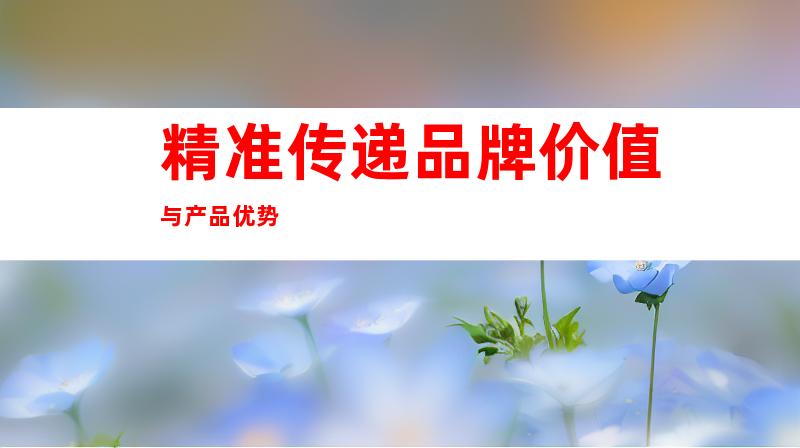 精准传递品牌价值与产品优势