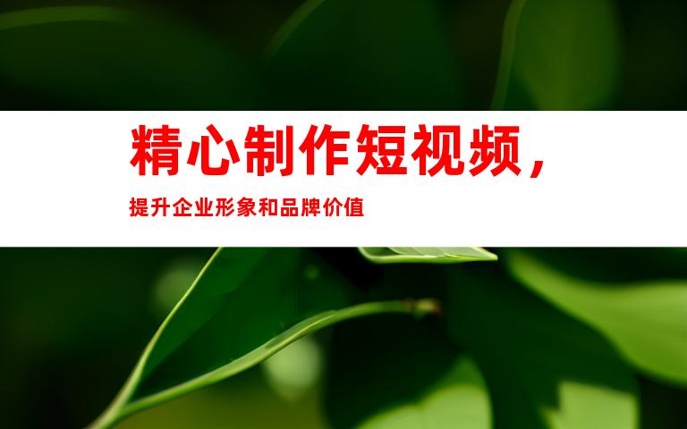 精心制作短视频，提升企业形象和品牌价值
