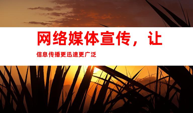 网络媒体宣传，让信息传播更迅速更广泛