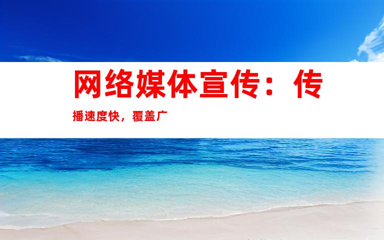 网络媒体宣传：传播速度快，覆盖广