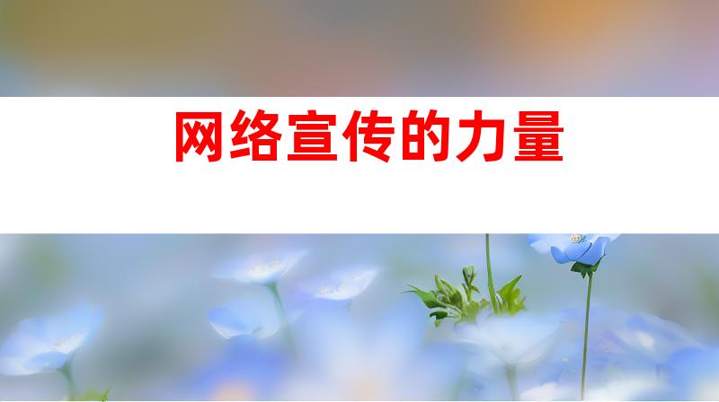 网络宣传的力量