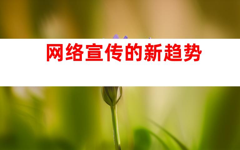 网络宣传的新趋势