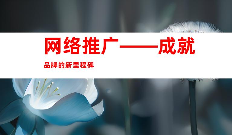 网络推广——成就品牌的新里程碑