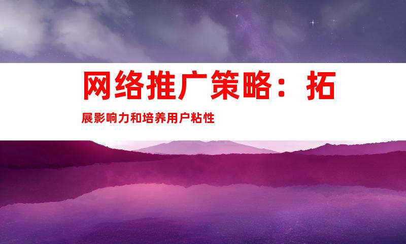 网络推广策略：拓展影响力和培养用户粘性