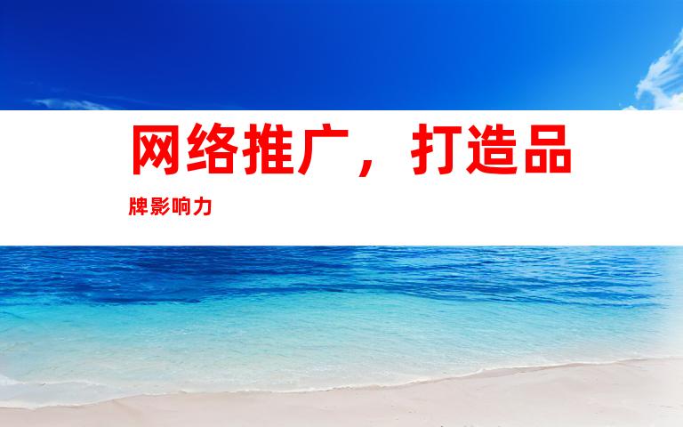 网络推广，打造品牌影响力