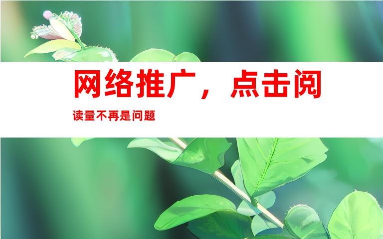 网络推广,点击阅读é‡ä¸å†æ˜¯é—®é¢˜