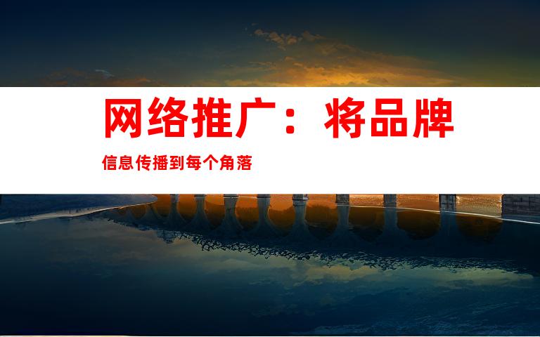 网络推广：将品牌信息传播到每个角落