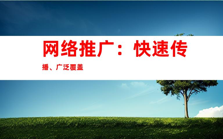 网络推广：快速传播、广泛覆盖