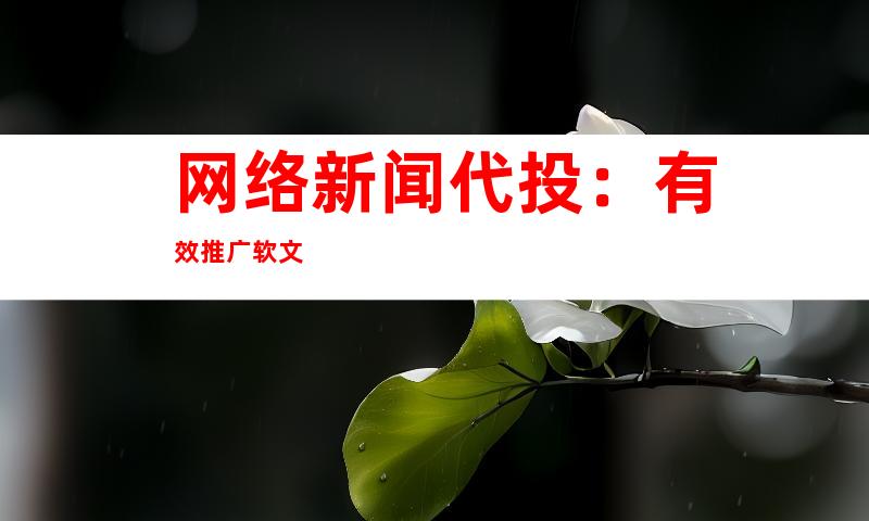网络新闻代投：有效推广软文