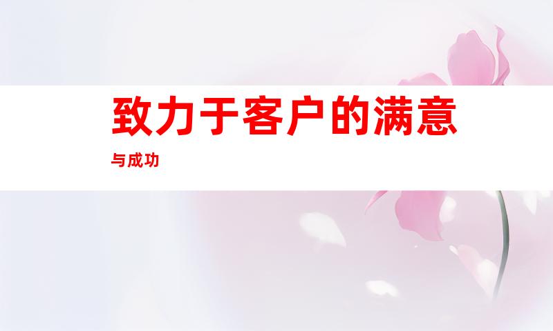 致力于客户的满意与成功