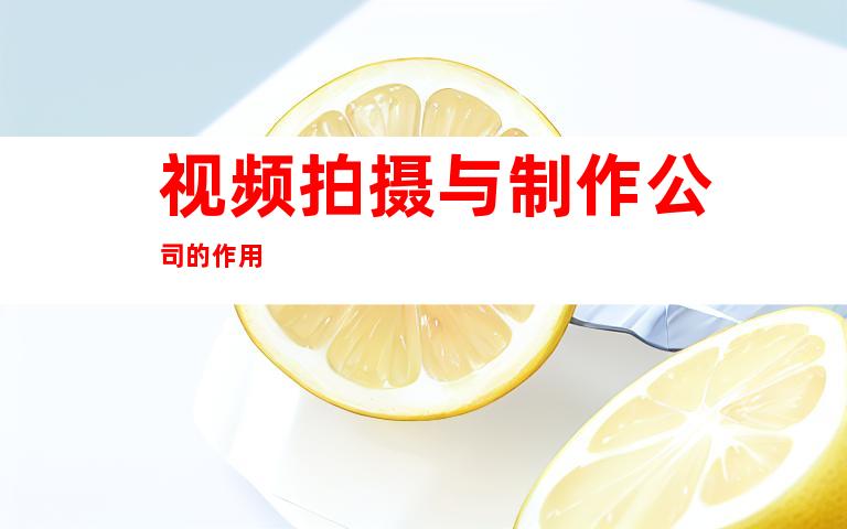 视频拍摄与制作公司的作用