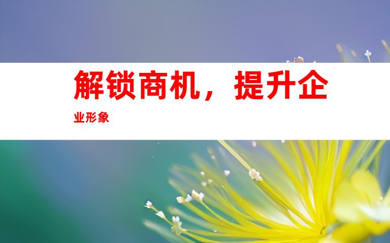 解锁商机，提升企业形象