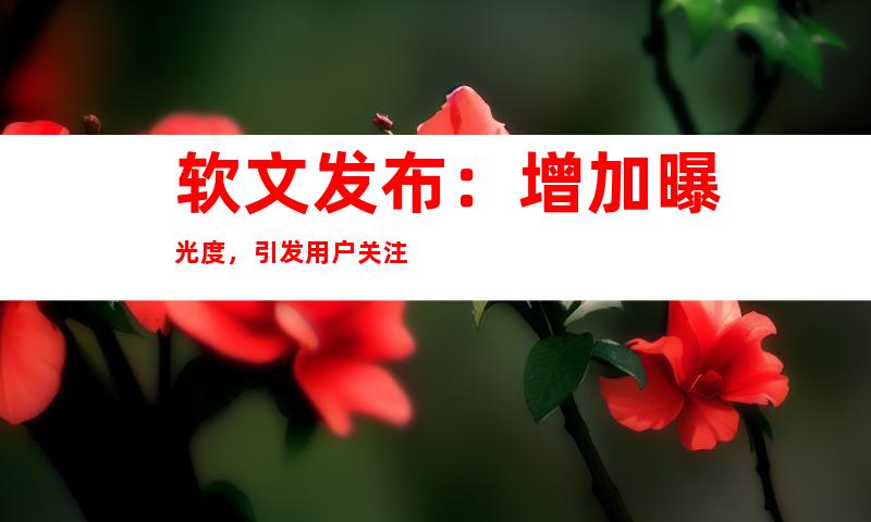 软文发布：增加曝光度，引发用户关注