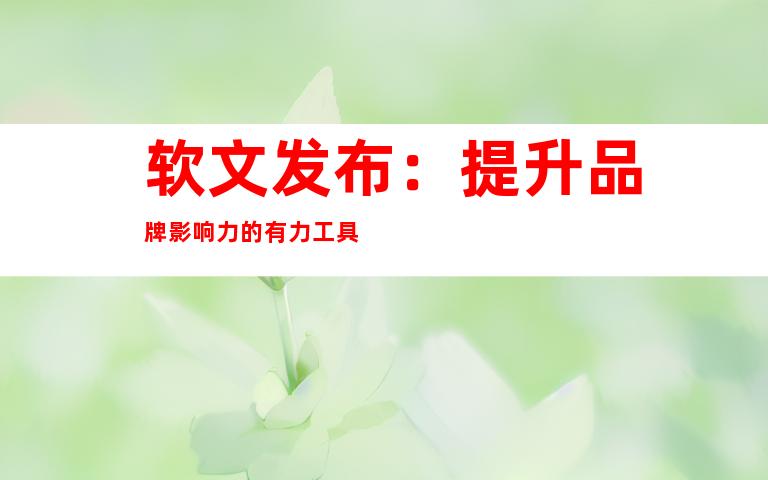 软文发布：提升品牌影响力的有力工具