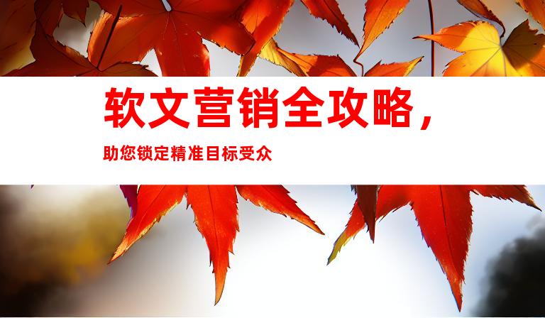 软文营销全攻略，助您锁定精准目标受众