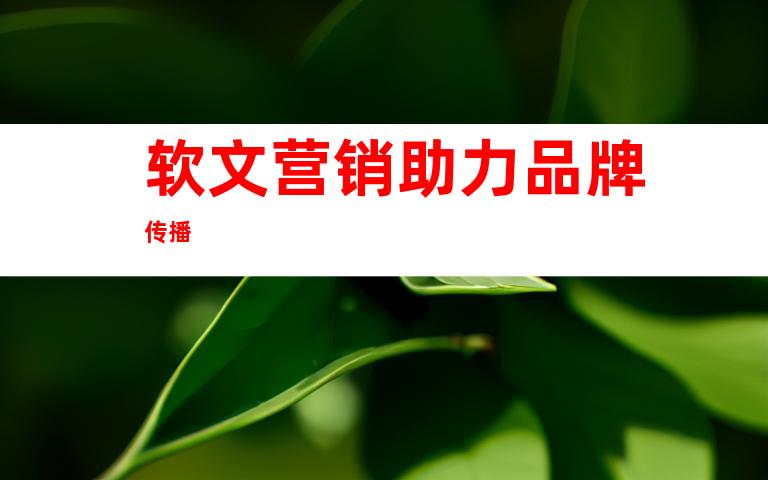软文营销助力品牌传播
