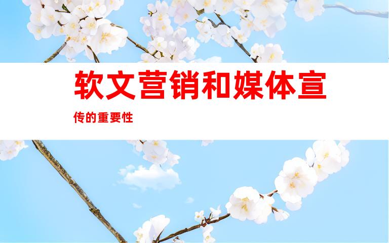 软文营销和媒体宣传的重要性