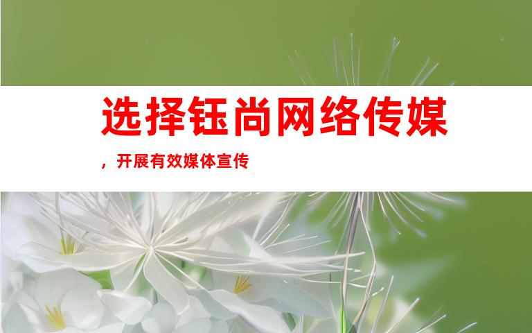 选择钰尚网络传媒，开展有效媒体宣传