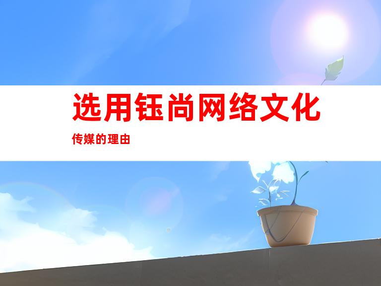 选用钰尚网络文化传媒的理由