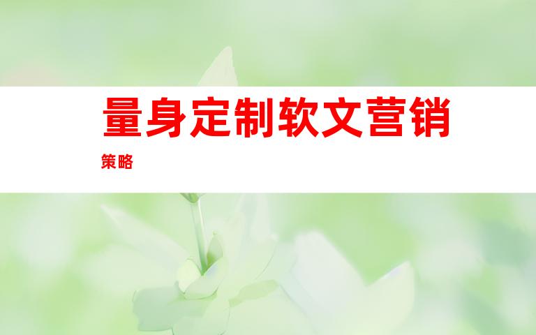 量身定制软文营销策略