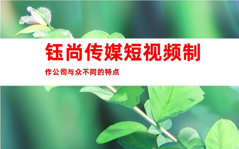 钰尚传媒短视频制作公司与众不同的特点