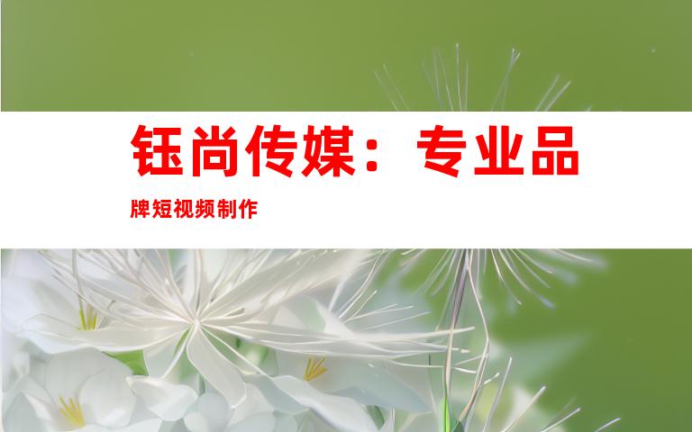 钰尚传媒：专业品牌短视频制作
