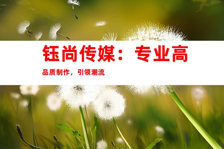 钰尚传媒：专业高品质制作，引领潮流