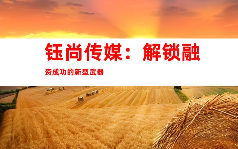 钰尚传媒：解锁融资成功的新型武器
