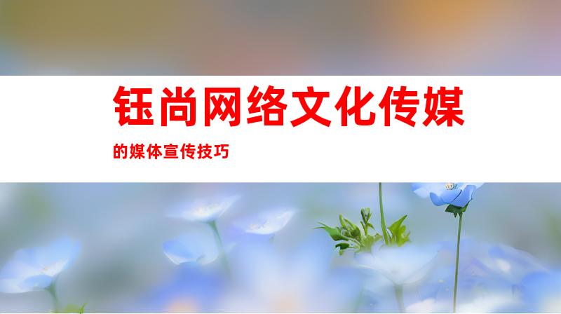 钰尚网络文化传媒的媒体宣传技巧