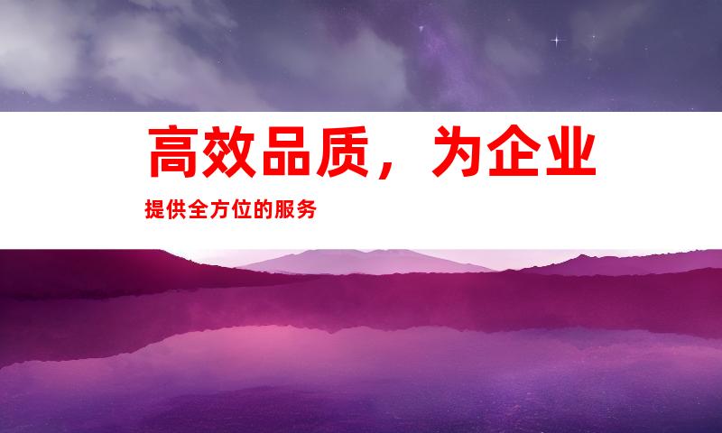 高效品质,为企业提供全方位的服务
