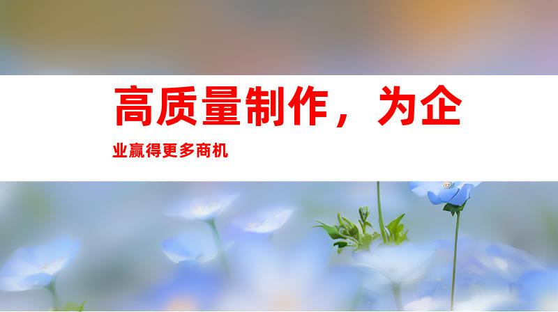 高质量制作，为企业赢得更多商机