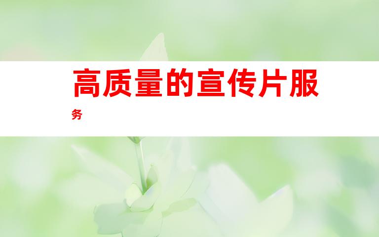 高质量的宣传片服务