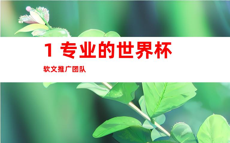 1. 专业的世界杯软文推广团队