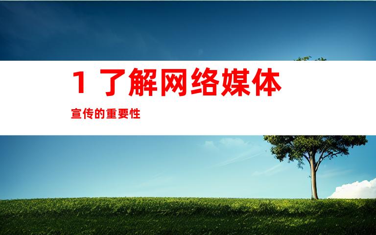 1. 了解网络媒体宣传的重要性