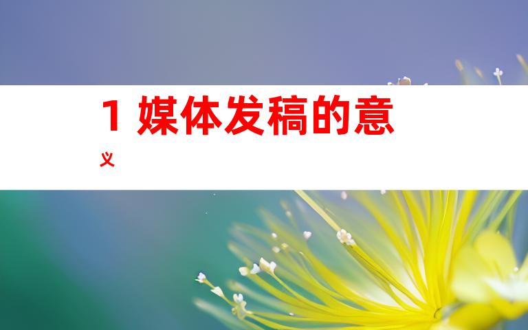 1. 媒体发稿的意义