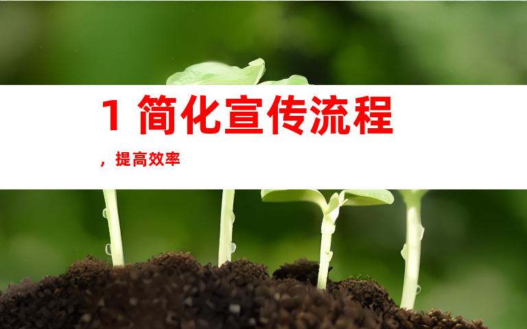 1. 简化宣传流程，提高效率