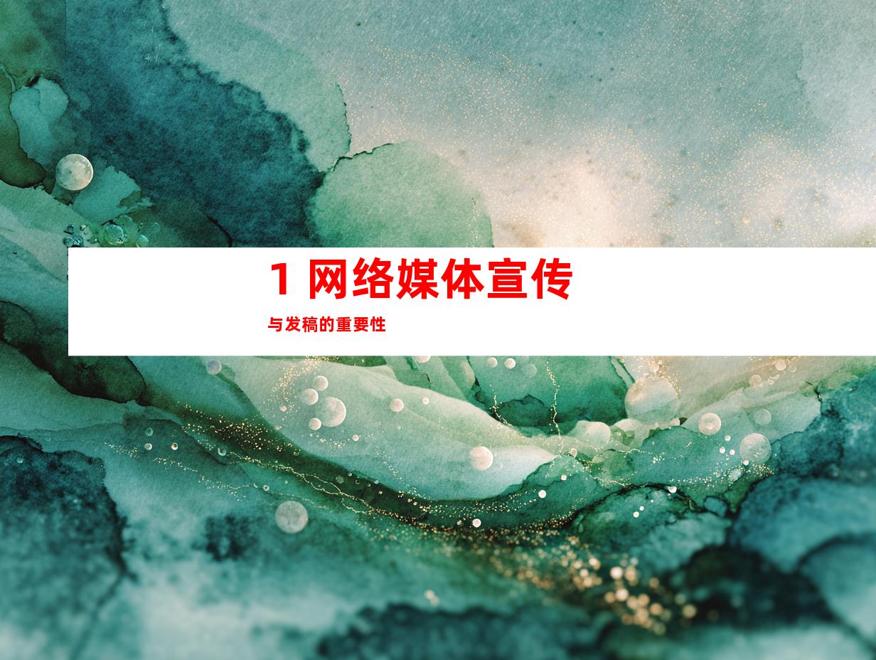 1. 网络媒体宣传与发稿的重要性