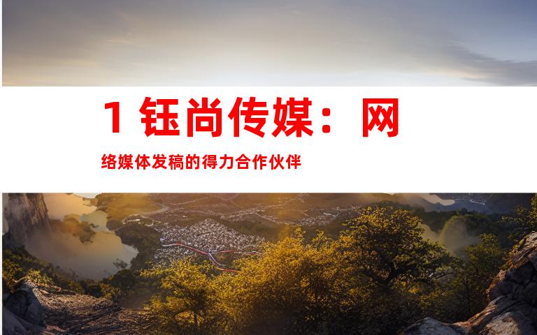 1. 钰尚传媒：网络媒体发稿的得力合作伙伴