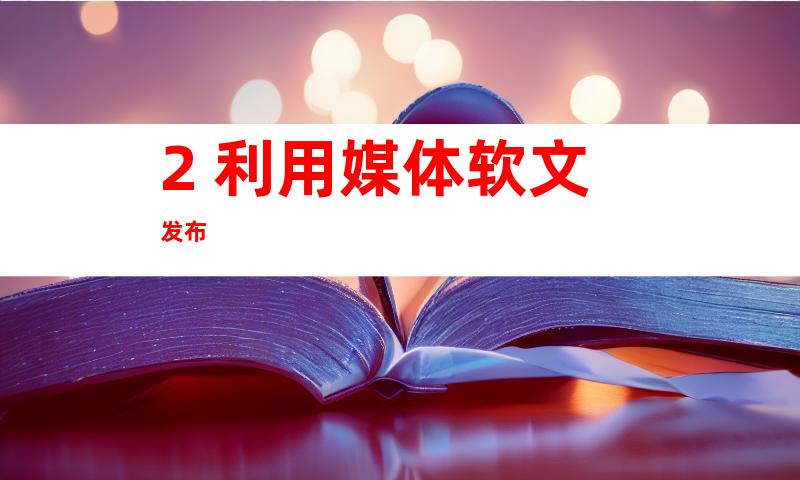 2. 利用媒体软文发布