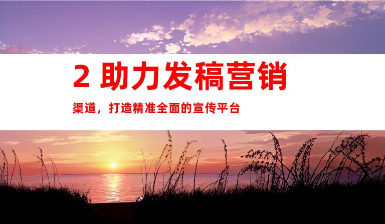 2. 助力发稿营销渠道，打造精准全面的宣传平台