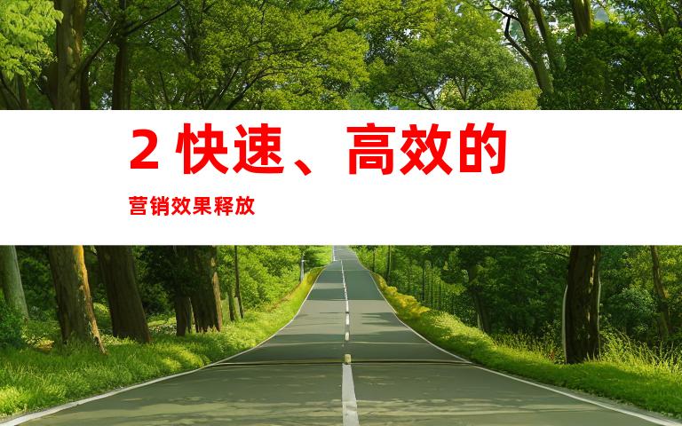 2. 快速、高效的营销效果释放